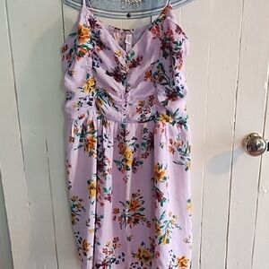 Xhiliration EUC Floral Print Sundress Large Lined, Adjustable Straps.